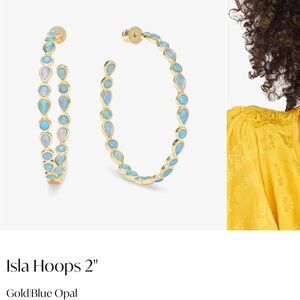 Melinda Maria Gold and Blue Opal Isla Hoops Earrings
